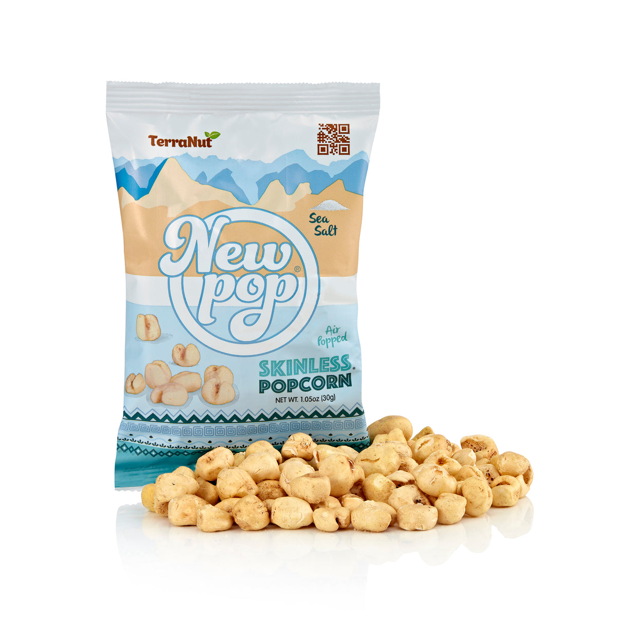 TerraNut New Pop Sea Salt, 10-pack of husk-free popcorn bags