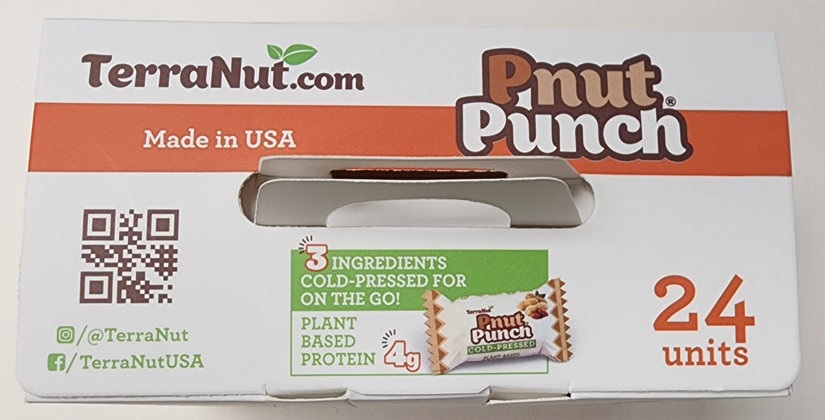 Behind-the-scenes photo of TerraNut Pnut Punch 24-unit boxes at a pop-up shop event.