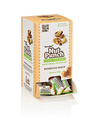 Ingredients: Peanuts, almonds, cashews, walnuts, brazil nuts, oats, flaxseeds, spirulina, organic coconut nectar